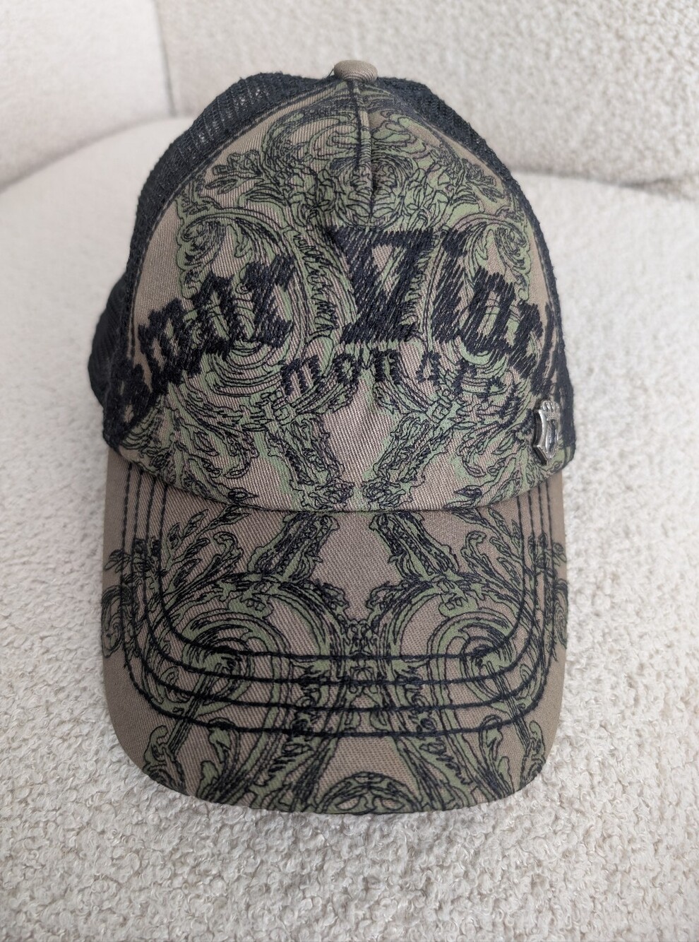 Men's Olive Green Graphic Trucker Cap